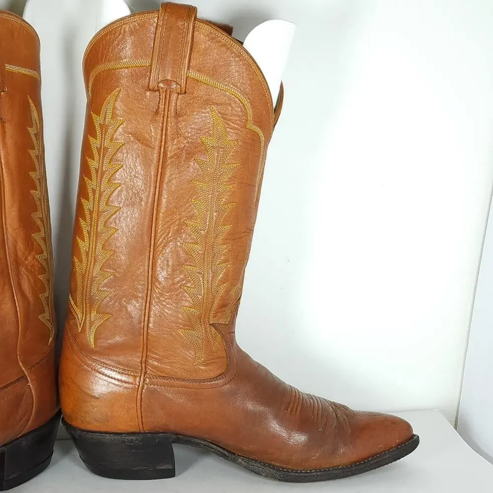 Vintage Tony Lama 0501 Men's US8D Brown Leather Western Ranch Boots